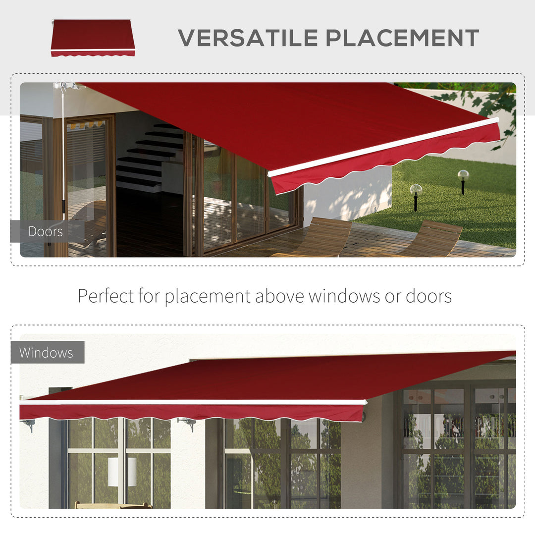 Garden Patio Manual Retractable Sun Shade Patio Awning Outdoor Deck Canopy Shelter, 2.5mx2m (Dark Red)