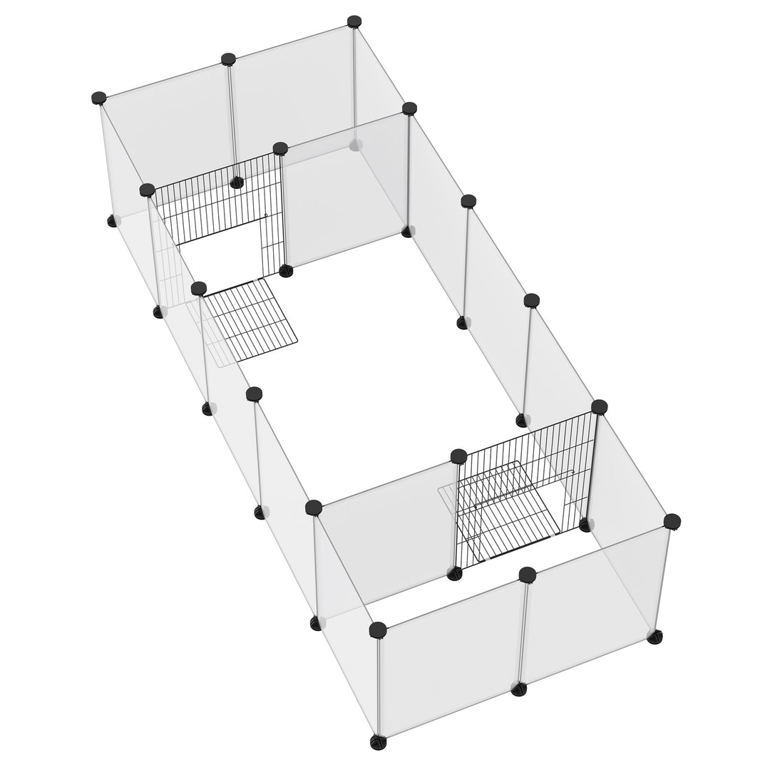 Pet Playpen DIY Small Animal Cage 18 Panels Portable Metal Wire Yard Fence for Guinea Pigs Hedgehogs, 175 x 70 x 45 cm, White