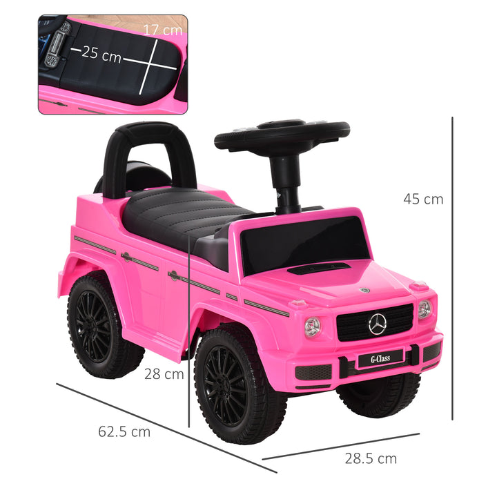 Compatible Baby Push Handle Sliding Car Mercedes-Benz G350 Licensed Foot to Floor Slider w/ Horn Under Seat Storage Pink