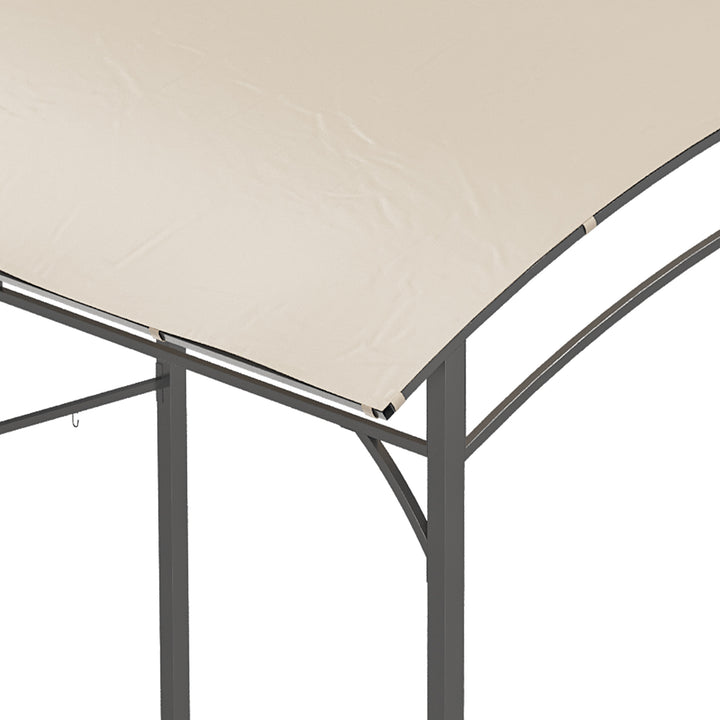 BBQ Grill Gazebo Tent 2.2 x 1.5 m with Metal Frame, Curved Canopy and 10 Hooks, Beige