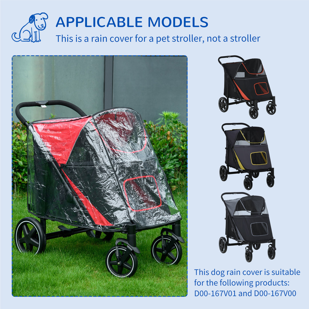 PawHut Dog Stroller Rain Cover, Cover for Dog Pram Stroller Buggy for Large Medium Dogs with Rear Entry