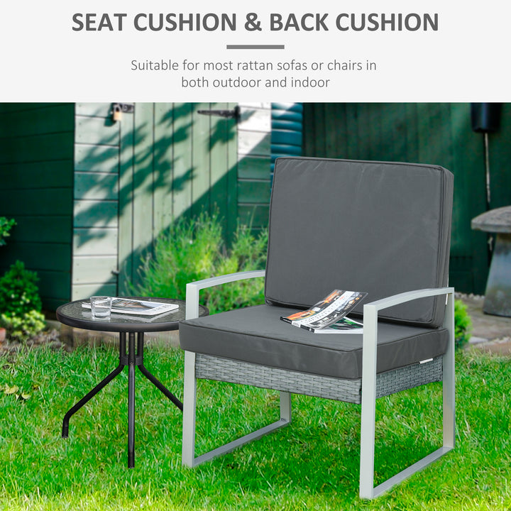 Set of 2 Garden Seat and Back Cushion Set, Seat Cushion and Back Cushion - Dark Grey