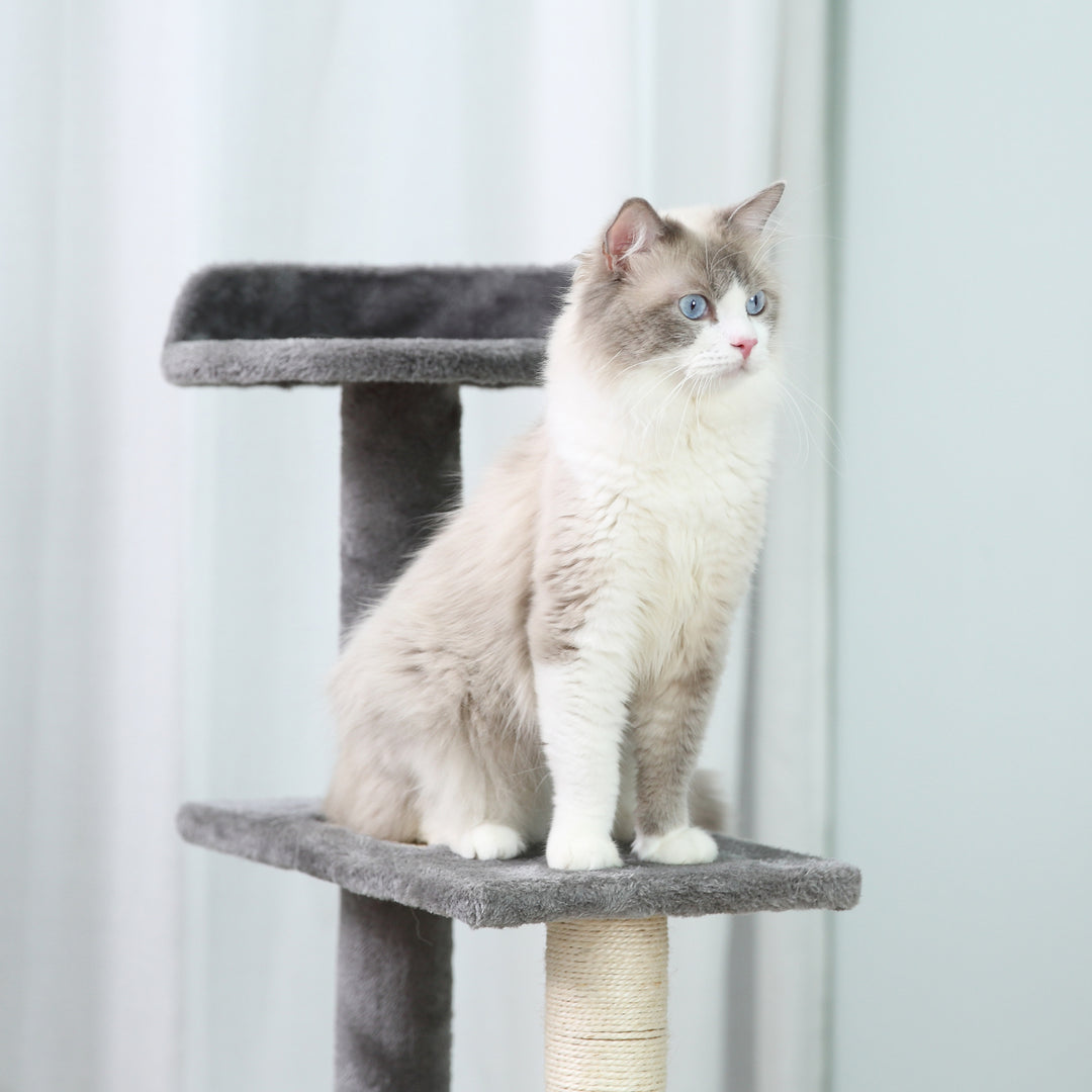 Cat Tower Kitten Scratch Scratching Scratcher Sisal Post Climbing Tower Activity Centre Grey