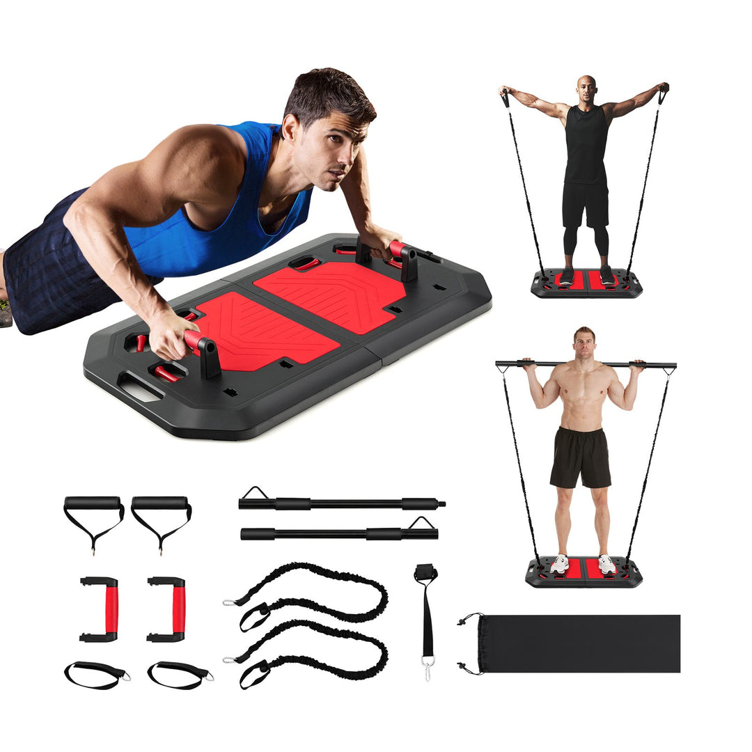 Push up Board Set with Elastic Strings for Men and Women-Black