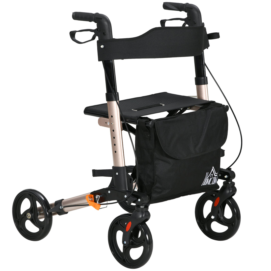 Rollator with Seat and Back, Folding Mobility Walker