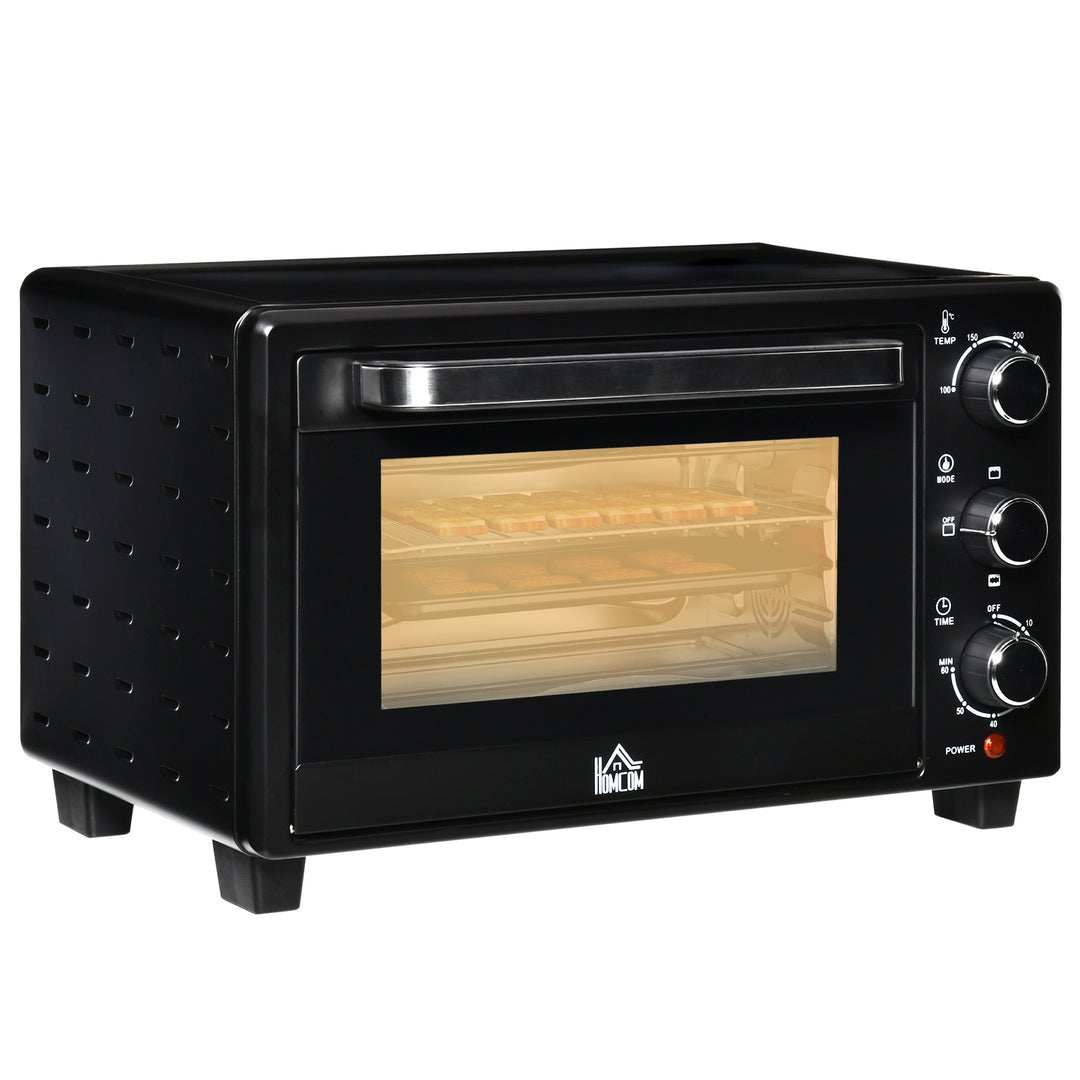 Mini Oven, 21L Countertop Electric Grill, Toaster Oven with Adjustable Temperature, Timer, Baking Tray and Wire Rack, 1400W