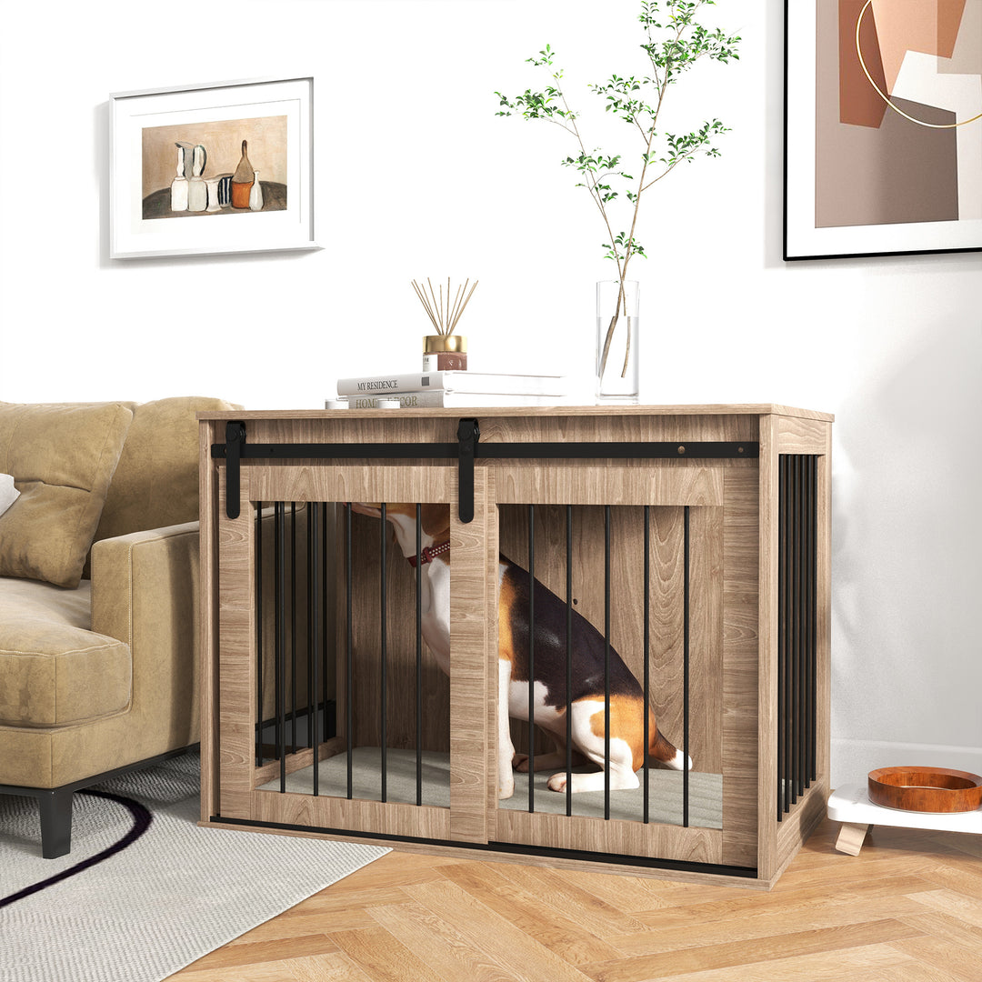 Dog Crate Furniture with Removable Cushion for Large-Sized Dogs, 100 x 60 x 63 cm, Brown