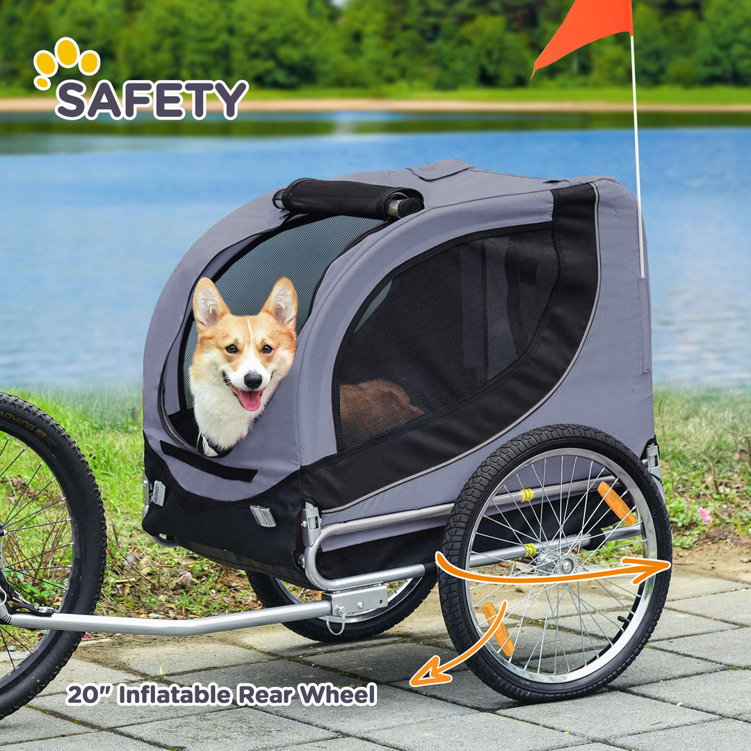 PawHut Dog Bike Trailer Steel Pet Cart Carrier for Bicycle Kit Water Resistant Travel Grey and Black