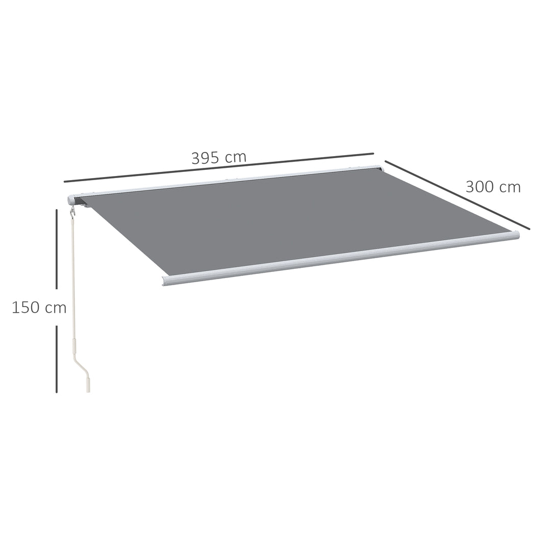 4 x 3 m Full Cassette Electric/Manual Retractable Awning, Sun Canopies for Patio Door Window with Remote Controller, Grey