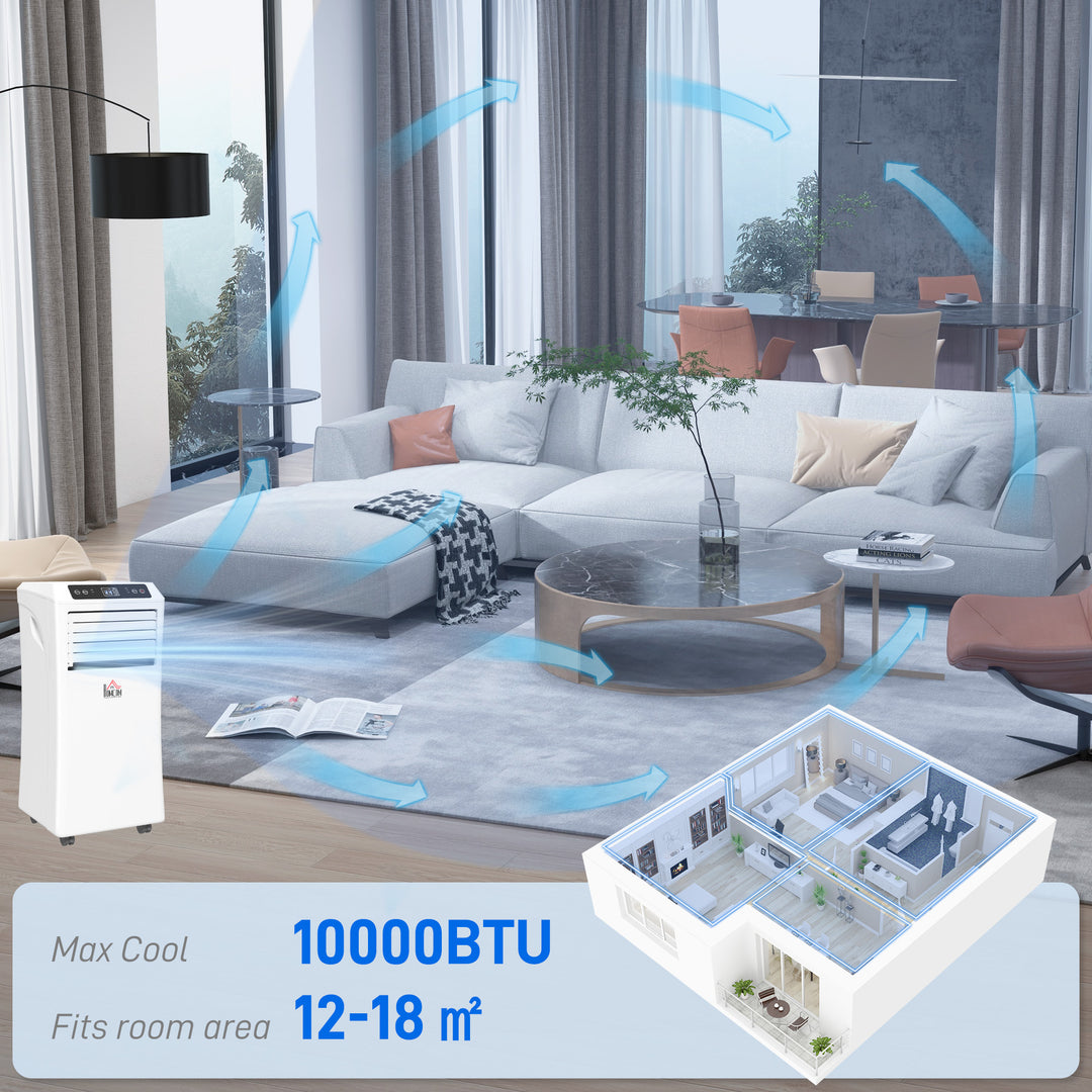 Mobile Air Conditioner with Remote Control, Timer, Cooling Dehumidifying Ventilating, LED Display White - 1080W