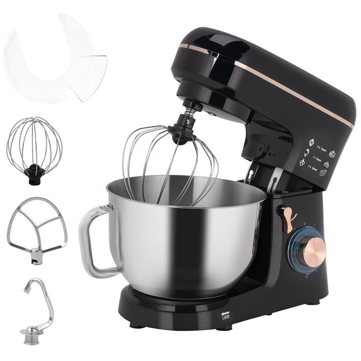 Stand Mixer, 5L Food Mixer for Baking, 6 Speeds and Pulse Setting, 1400W Cake Electric Kitchen Mixer with Dough Hook, Whisk, Stainless Steel Bowl