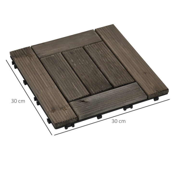 27 Pcs Wooden Interlocking Decking Tiles, 30 x 30 cm Outdoor Flooring Tiles, 2.5㎡ per Pack, for Patio, Balcony Terrace Hot Tub Charcoal Grey