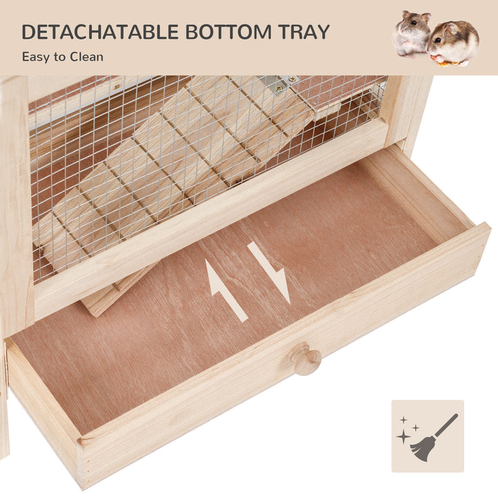 Hamster Cage Rodent Mouse Pet Small Animal Kit Large Wooden hut Box Double Layers Easy Clean 46 x 34 x 48 cm