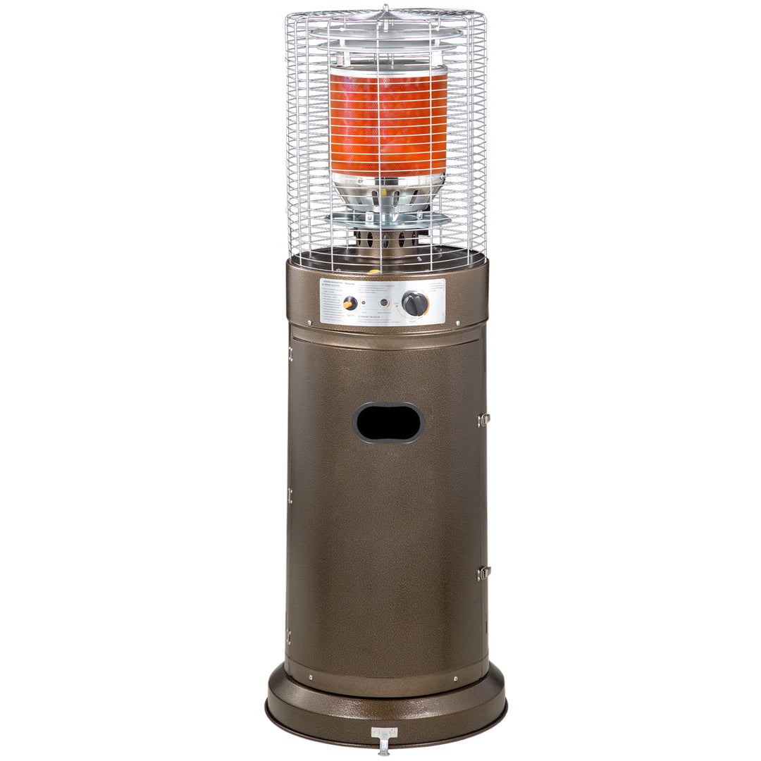 Patio Bullet Heater Gas Glass Tube Electronic Ignition Floor Standing Stainless Steel