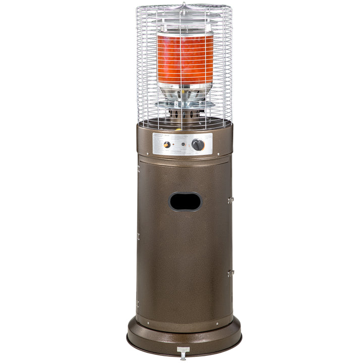 Patio Bullet Heater Gas Glass Tube Electronic Ignition Floor Standing Stainless Steel