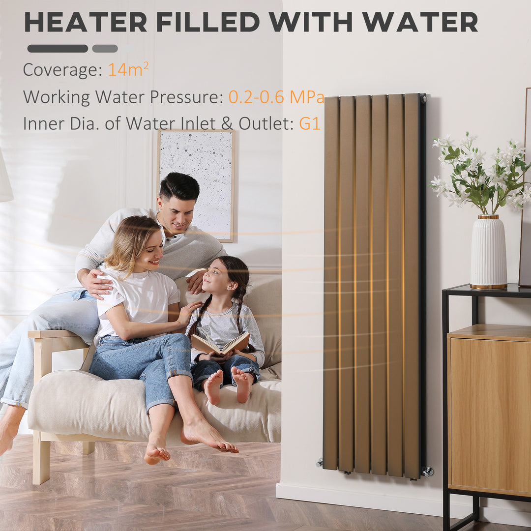46 x 160cm Space Heater, Water-filled Heater for Home, Horizontal Designer Radiators, Quick Warm up, Living room, Study, Bathrooms, Grey