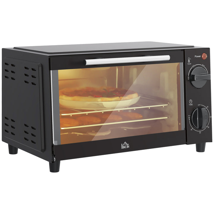 Convection Mini Oven, 9L Countertop Electric Grill, Toaster Oven with Adjustable Temperature, Timer, Baking Tray and Wire Rack, 750W