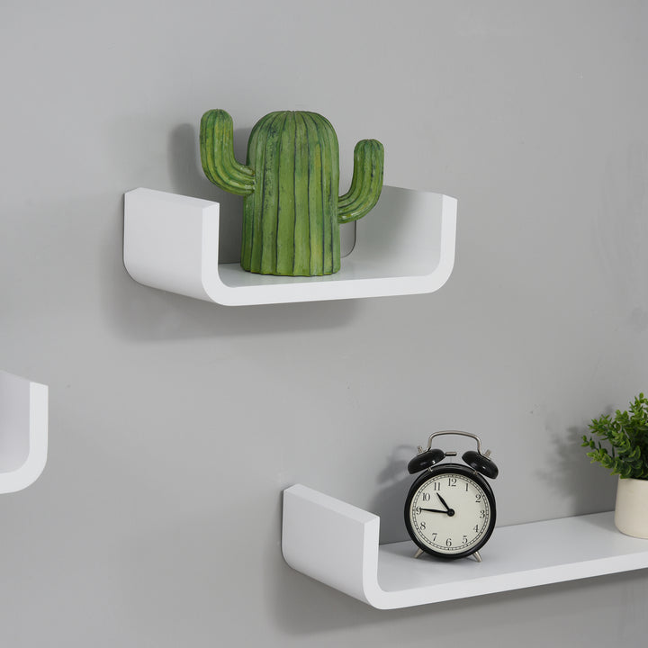 3 pcs U Shaped Floating Wall Shelves Set-White