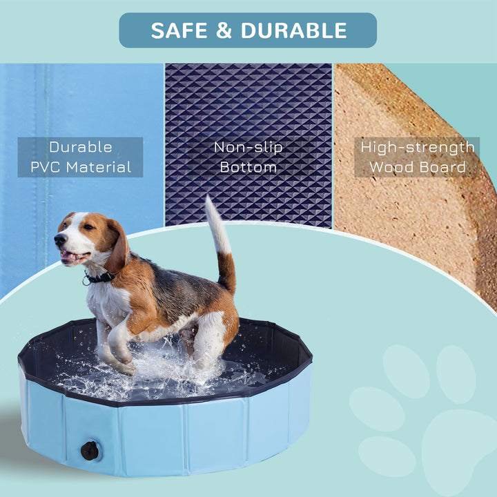 PawHut Pet Swimming Pool, Foldable, 80 cm Diameter-Blue