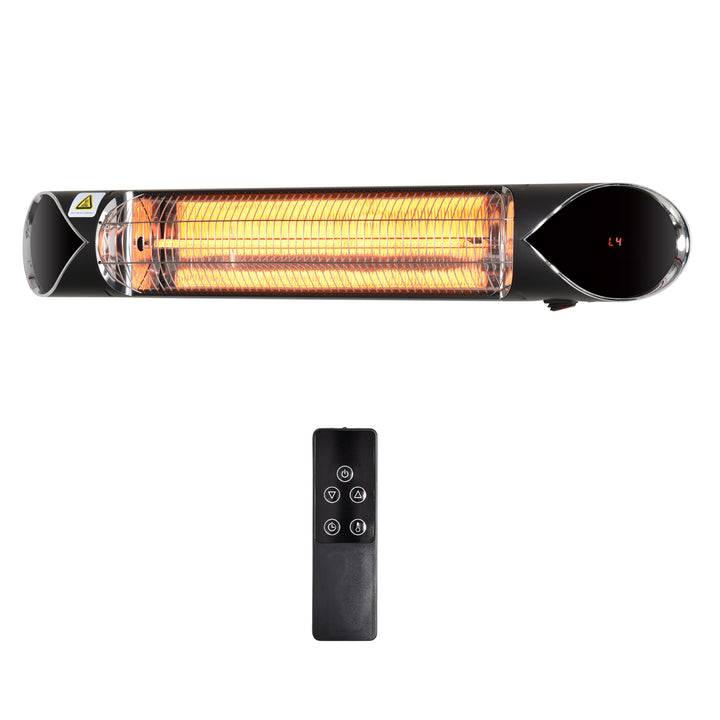 Outsunny 2000W Electric Infrared Patio Heater Wall Mounted Carbon Fibre Heater with Remote Control, 4 Heat Settings, 24-Hour Timer, Black