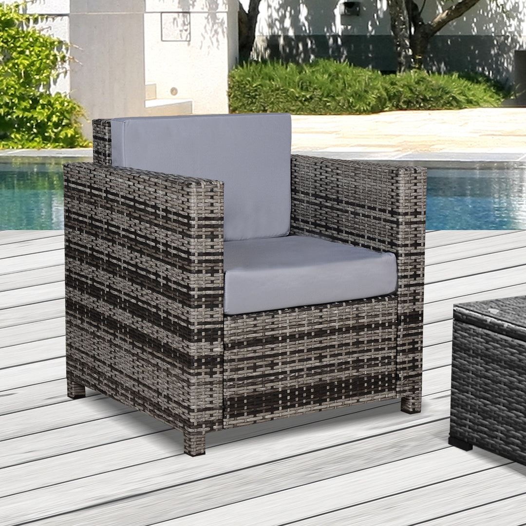 Rattan Garden All-Weather Wicker Single Sofa - Grey