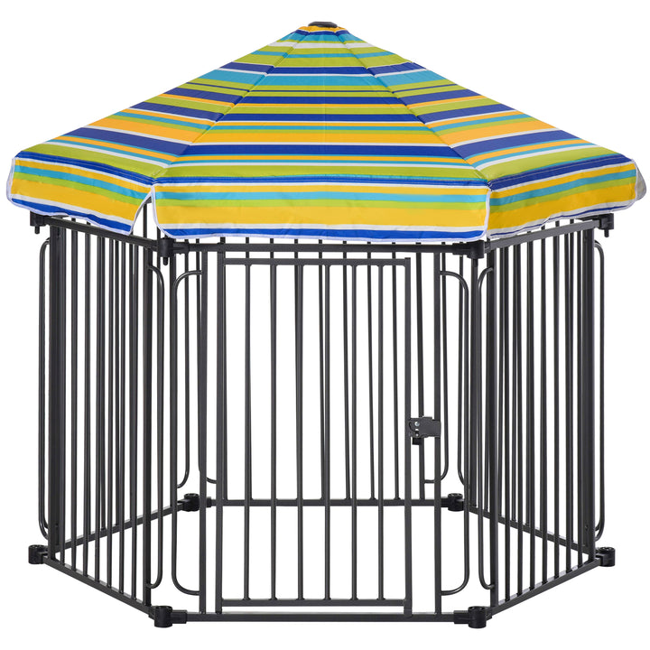 PawHut Heavy-Duty Outdoor Pet Cage Kennel with Weather-Resistant Polyester Roof, Locking Door, &amp; Metal Frame 122cmx105cmx119cm
