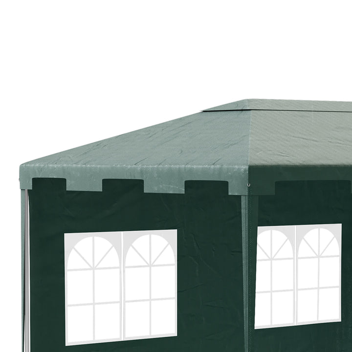 Outsunny 3 x 4 m Garden Gazebo Marquee Party Tent with 2 Sidewalls for Patio Yard Outdoor - Green