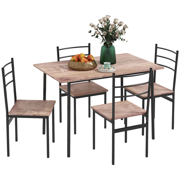 5 Piece Dining Table and Chairs Set 4, Dining Room Sets, Steel Frame Space Saving Table and 4 Chairs for Compact Kitchens
