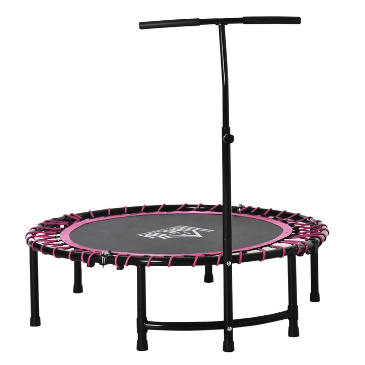 45" Round Mini Trampoline Rebounder Indoor Outdoor Jumper with Adjustable Handle - Pink