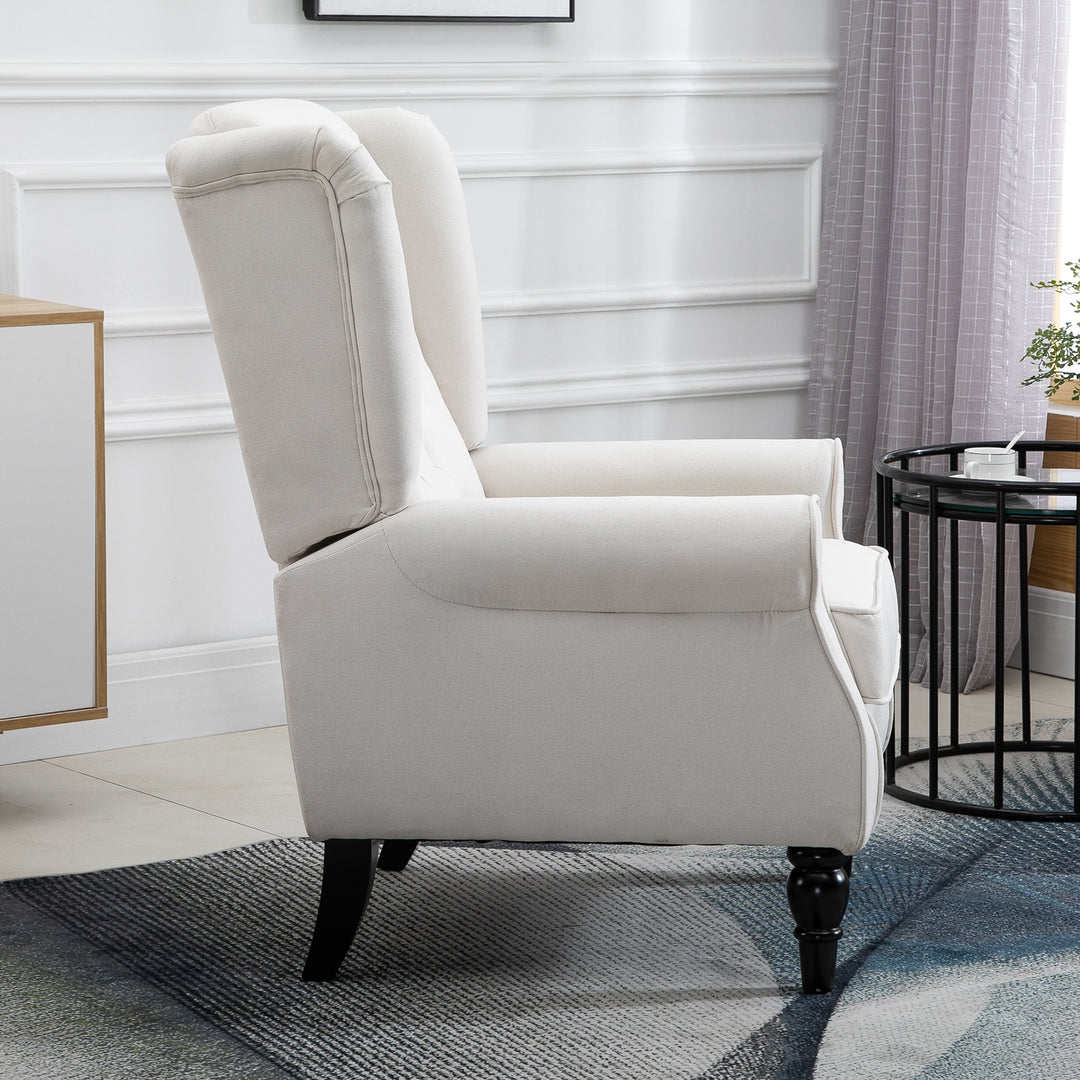 Wingback Accent Chair, Retro Upholstered Button Tufted Occasional Chair for Living Room and Bedroom, Cream White