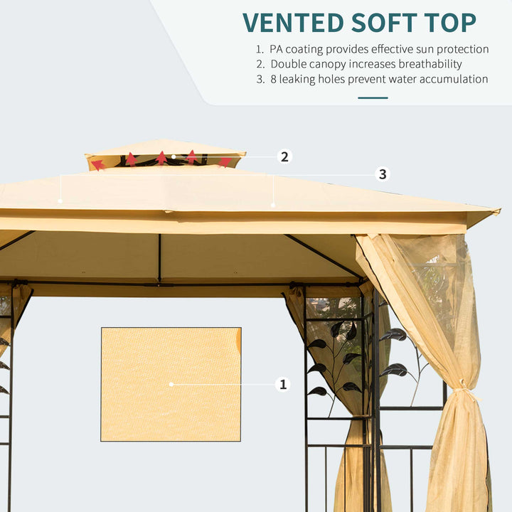 Outsunny 3x3 m Double Top Gazebo-Beige