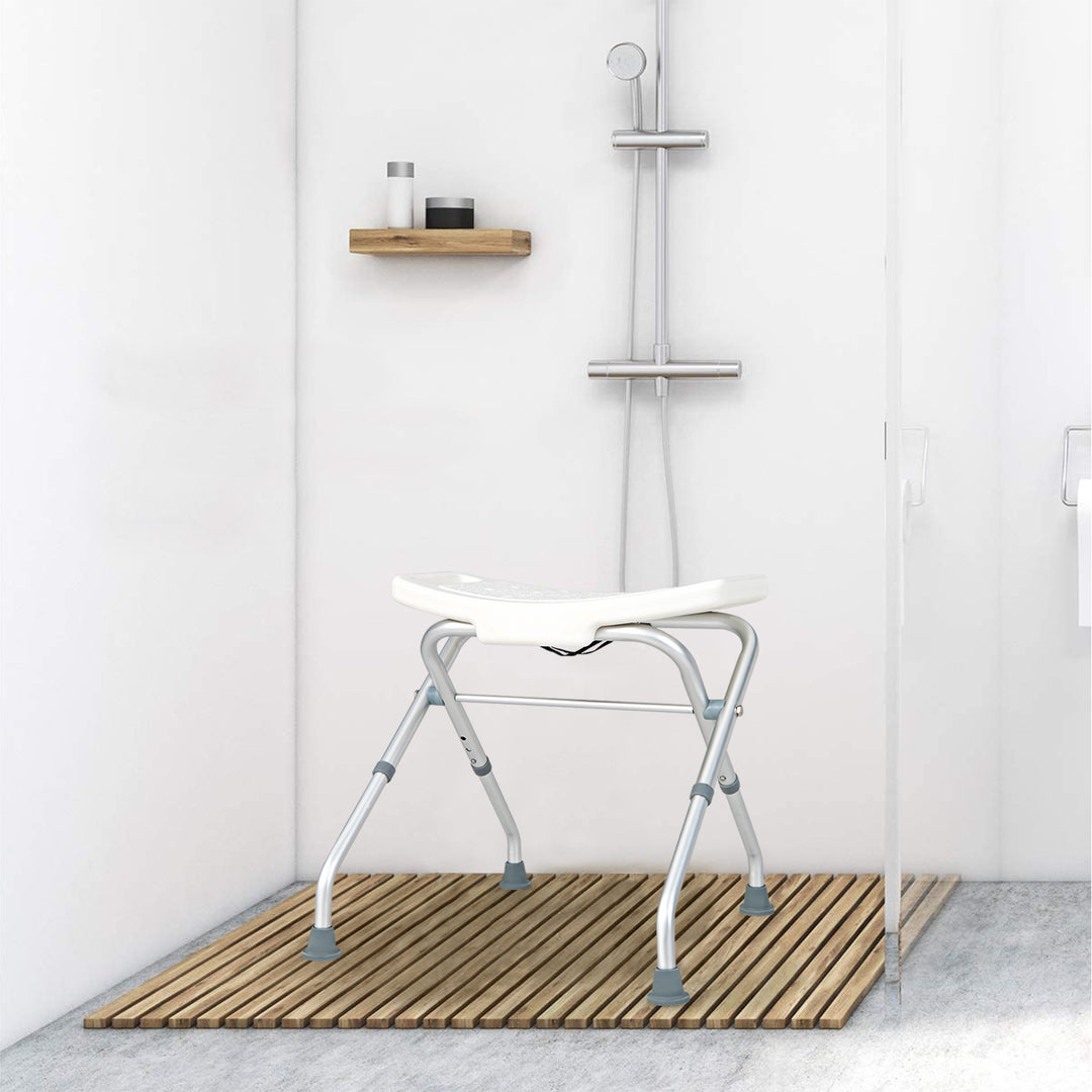 Folding Portable Shower Seat with Adjustable Height for Bathroom