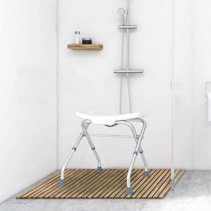 Folding Portable Shower Seat with Adjustable Height for Bathroom
