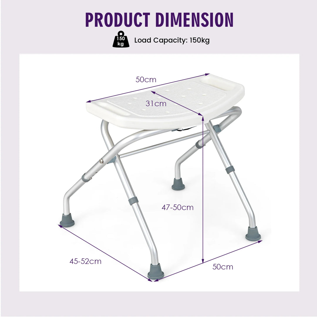 Folding Portable Shower Seat with Adjustable Height for Bathroom
