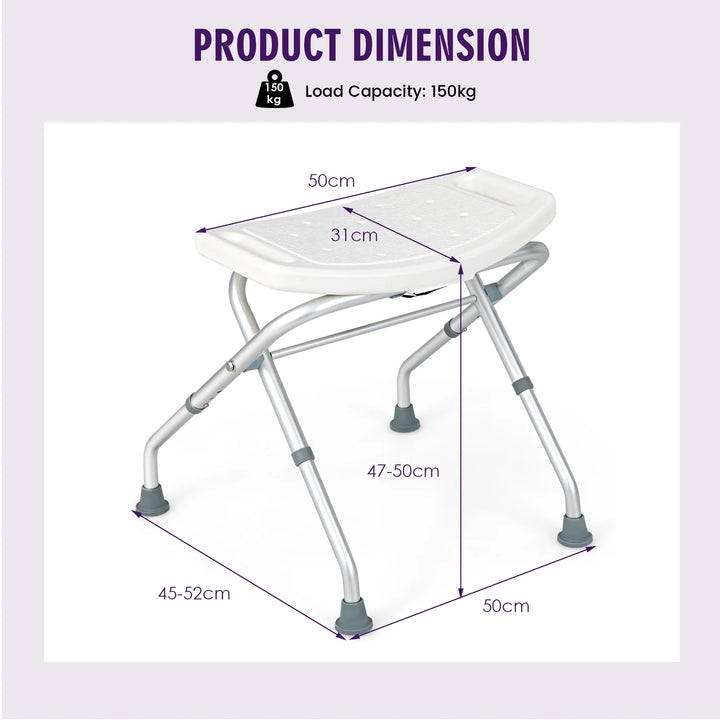 Folding Portable Shower Seat with Adjustable Height for Bathroom