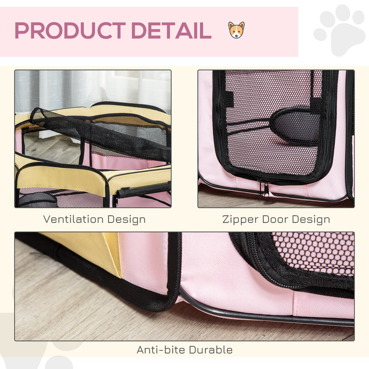 PawHut Fabric Pet Dog Cat Puppy Playpen Rabbit Guinea Pig in Pink Small L37 x H37cm x D90cm