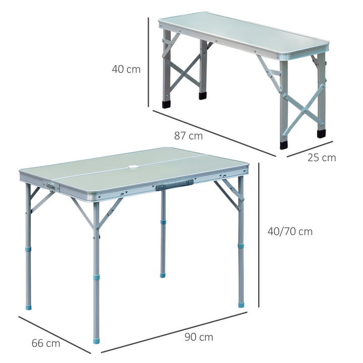 3pc Folding Picnic Table Bench Set Foldable Portable Outdoor Stools Garden BBQ Patio Party Camping Aluminum