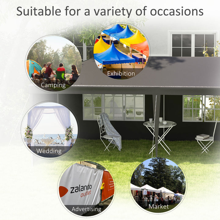 6 x 3 m Party Tent Gazebo Marquee Outdoor Patio Canopy Shelter with Windows and Side Panels, Dark Grey