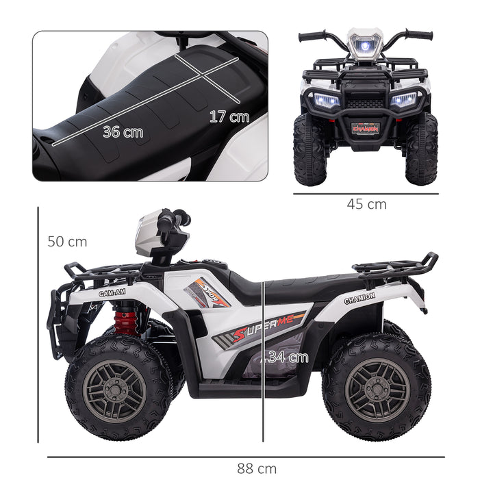 12V Kids Quad Bike with Forward Reverse Functions, Ages 3-5 Years - White