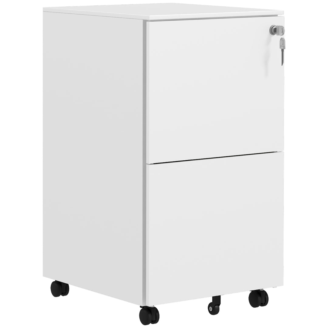 Vertical Filing Cabinet with Lock, Adjustable Hanging Bar-White