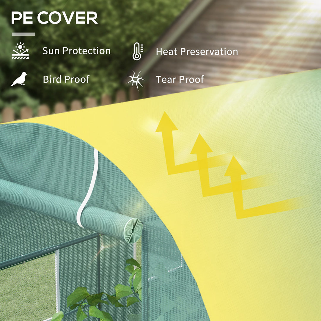 Walk-In Greenhouse Reinforced Polytunnel Greenhouse Garden Plants Grow Waterproof Cover Galvanised Base w/ Slide Door, 2.5 x 2 m