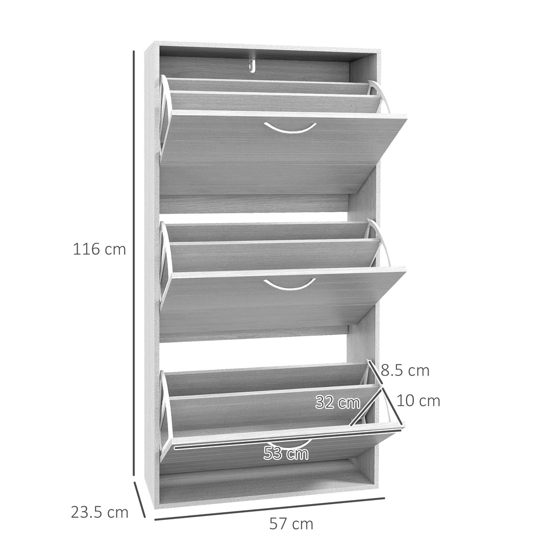 Shoe Storage Cabinet with 3 Flip Drawers, Narrow and Slim, 12 Pair of Shoes Organizer for Hallway, Entryway