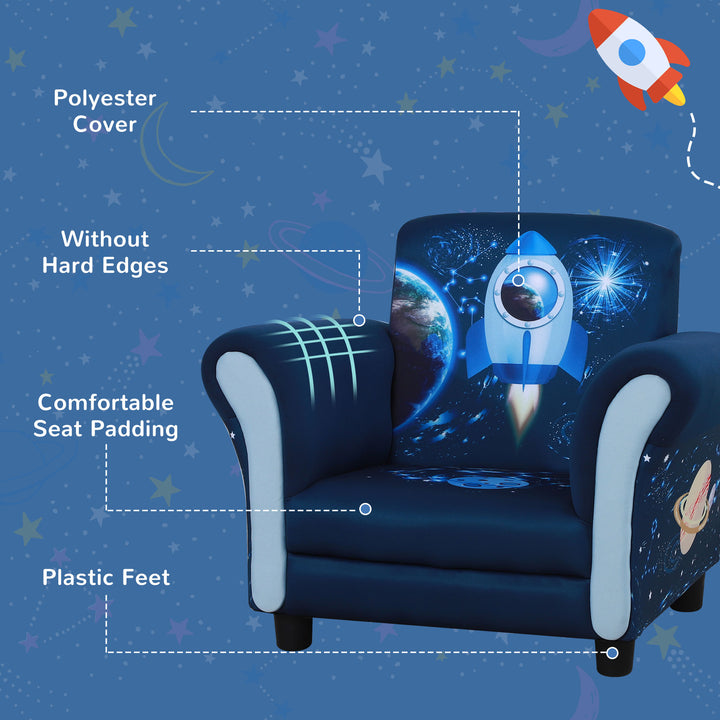 Child Armchair Kids Mini Sofa Chair with Armrest, 59.5 x 43 x 46.5cm, Blue