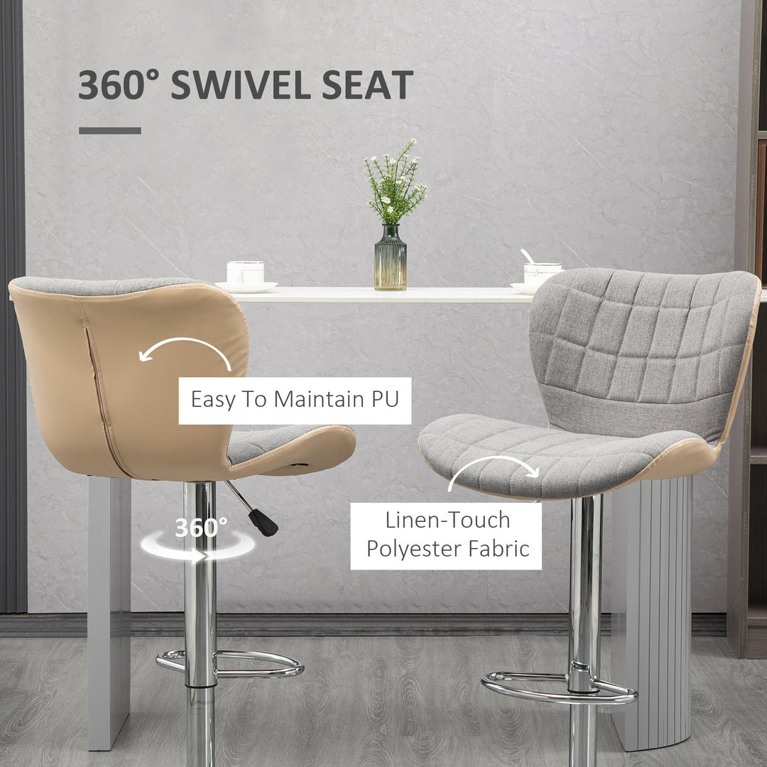 Bar Stools Set of 2, Swivel Adjustable Barstools with Backrest and Footrest, Steel Frame Gas Lift, for Kitchen Counter Bar Dining Room
