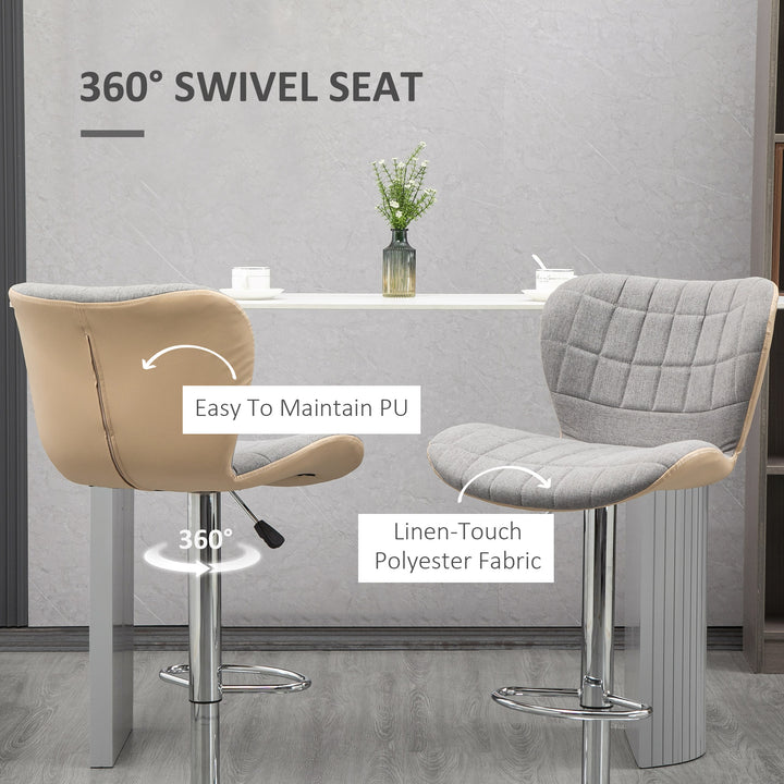Bar Stools Set of 2, Swivel Adjustable Barstools with Backrest and Footrest, Steel Frame Gas Lift, for Kitchen Counter Bar Dining Room