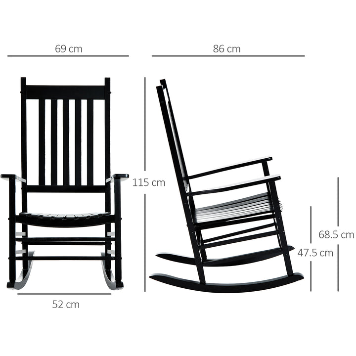 Rocking Chair Armchair Wooden Patio Rocker Balcony Deck Outdoor Porch Garden Seat Black