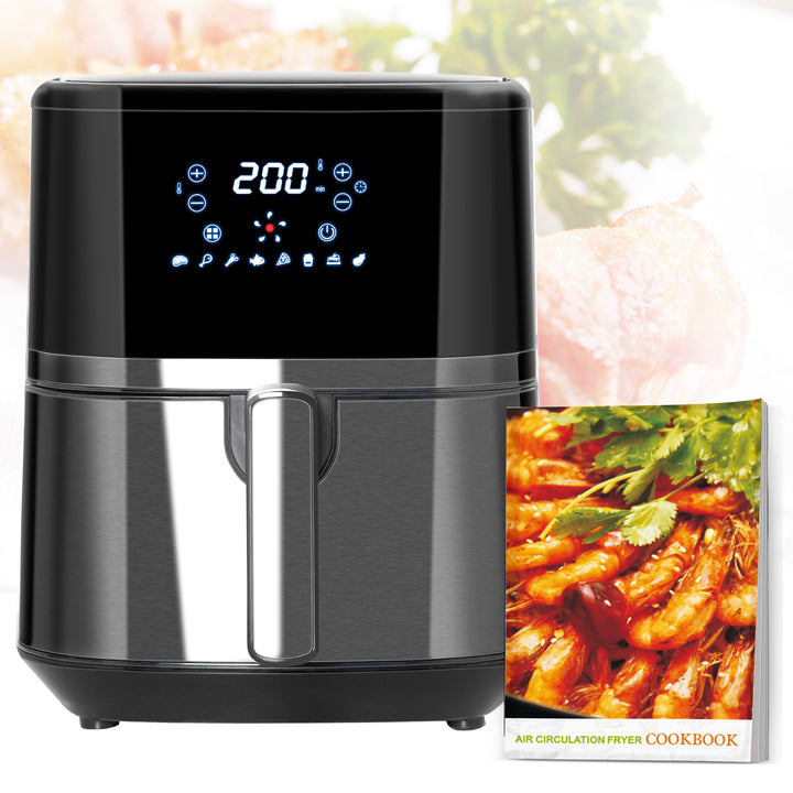 HOMCOM 4.5L Digital Air Fryer, 1500W W/ Digital Display, Adjustable Temperature, Timer and Nonstick Basket, Black