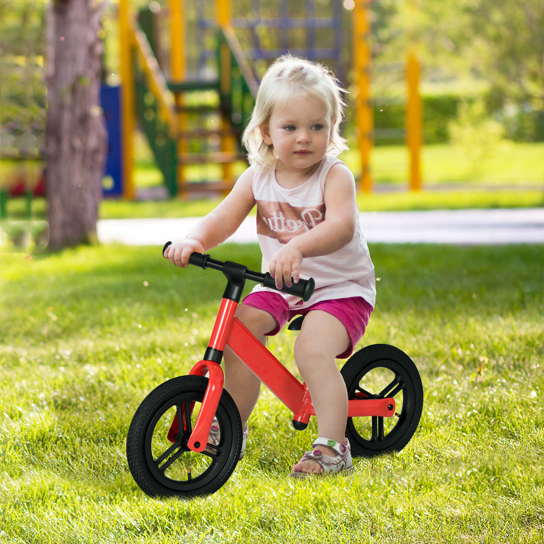 Kids Balance Bike, No Pedal Training Bike for Children with Adjustable Seat- Red