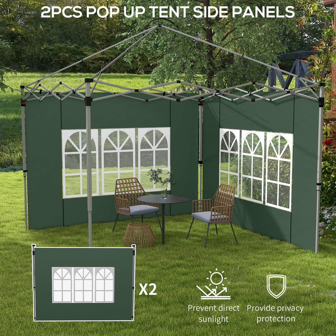 Gazebo Side Panels, Sides Replacement with Window for 3x3(m) or 3x4m Pop Up Gazebo, 2 Pack, Green