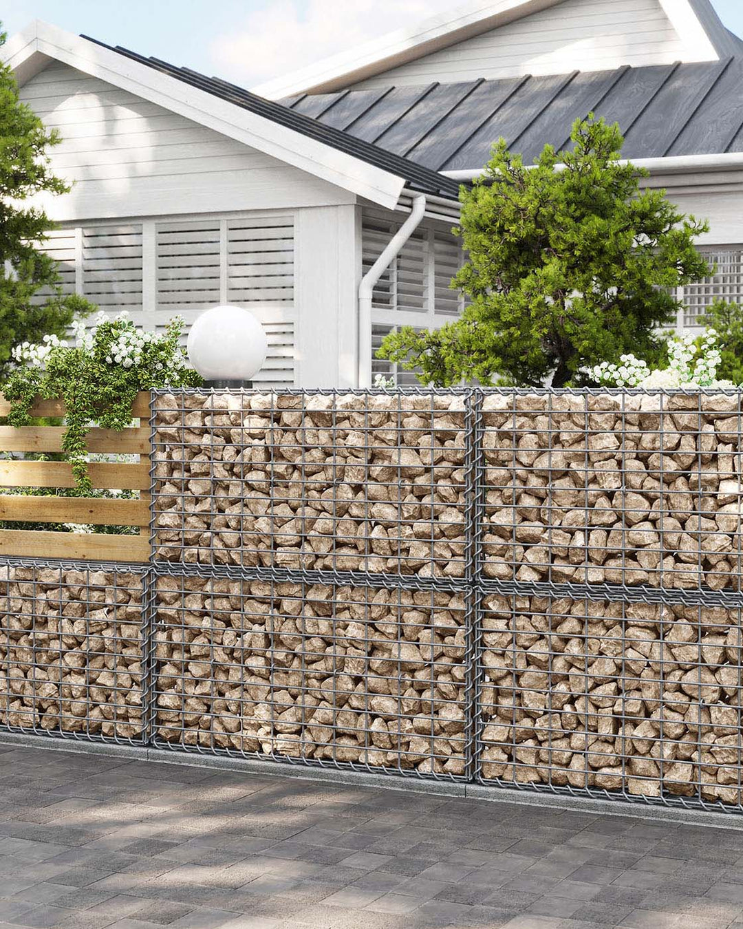 Stone Basket Garden Fence
